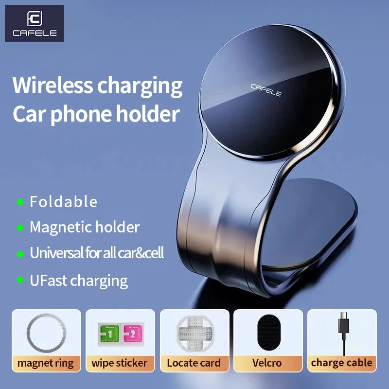 15W Wirelss Charger Holder Magnetic Car Phone Holder Foldable Car Cell Support Portable Charger Fast Charge Mount For BMW F10