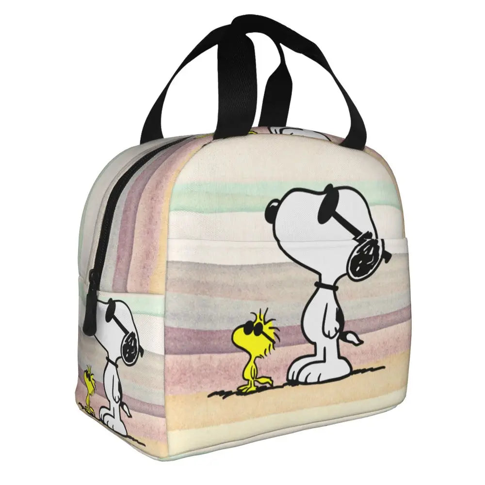 Custom Funny Cartoon Snoopy Lunch Box Waterproof Thermal Cooler Food Insulated Lunch Bag Kids For Kids Portable Picnic Tote Bags