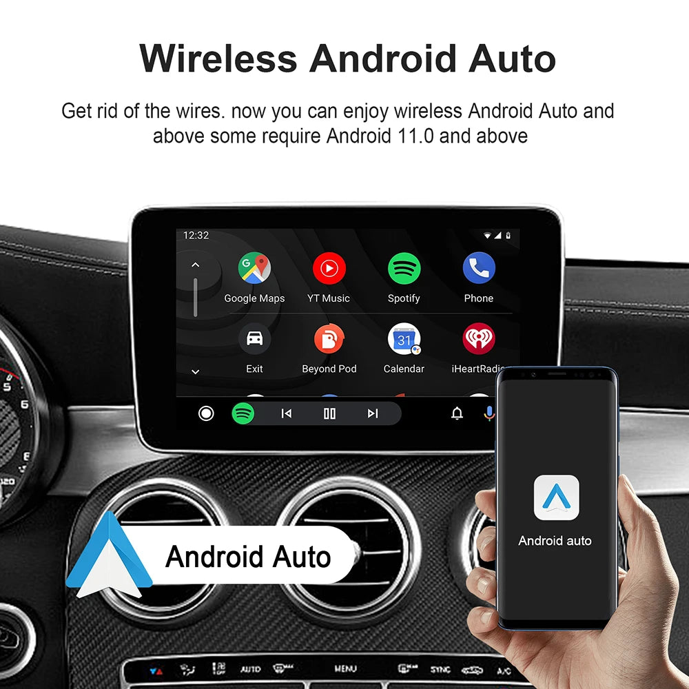 Android 13 Carplay Ai Box Wireless Android Auto Smart TV Box Car Intelligent System WIFI Support Netflix YouTube FOTA Upgrade