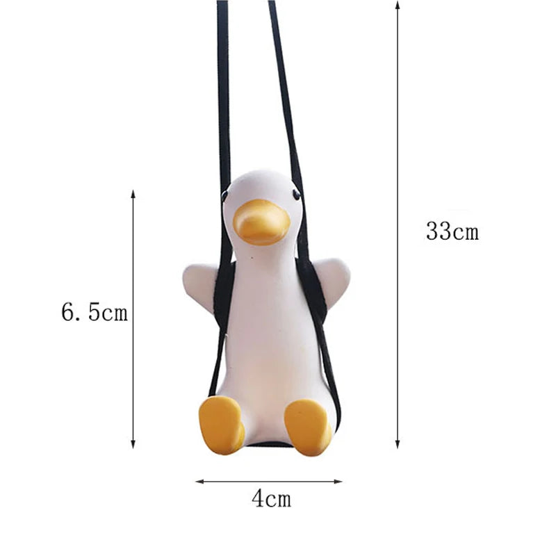 Car Pendant Cute Anime Little Duck Swing Auto Rearview Mirror Hanging Ornaments Interior Decoraction Accessories for Girls Gifts