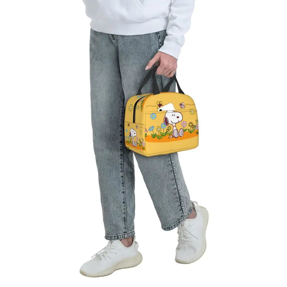 Custom Funny Cartoon Snoopy Lunch Box Waterproof Thermal Cooler Food Insulated Lunch Bag Kids For Kids Portable Picnic Tote Bags