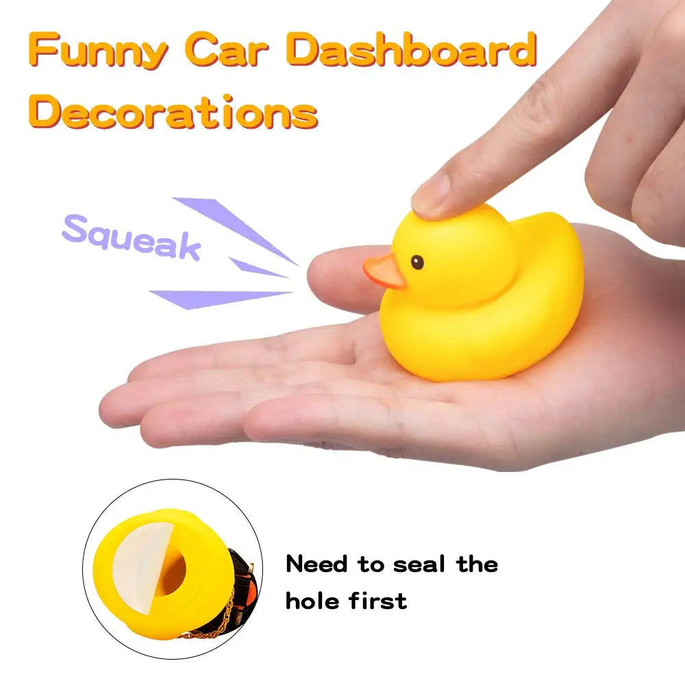 Car Rubber Duck Toy With Helmet Dashboard Decorations Ornament Yellow Duck with Propeller Necklace