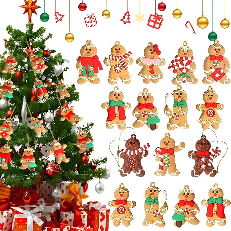 6/12Pcs Gingerbread Man Ornaments for Xmas Tree Decorations Gingerman Figurines Mini Hanging Pendant Christmas Holiday Decor