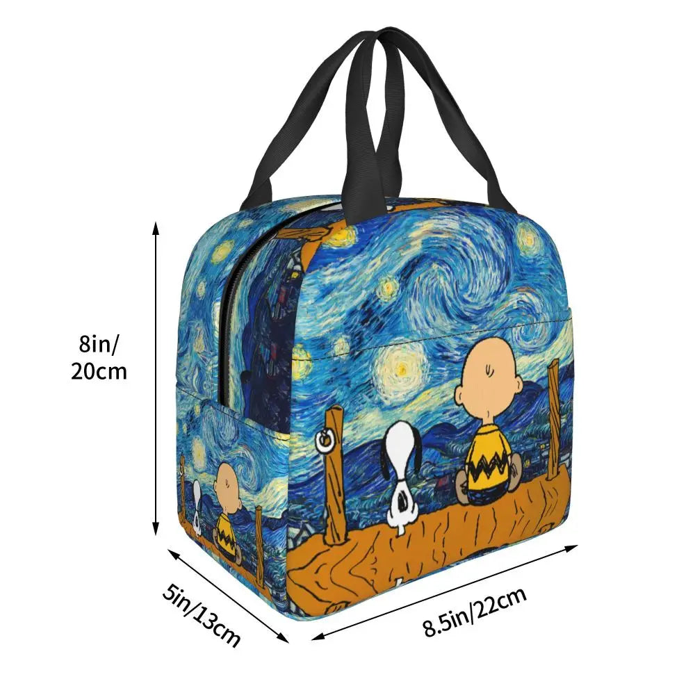 Custom Funny Cartoon Snoopy Lunch Box Waterproof Thermal Cooler Food Insulated Lunch Bag Kids For Kids Portable Picnic Tote Bags