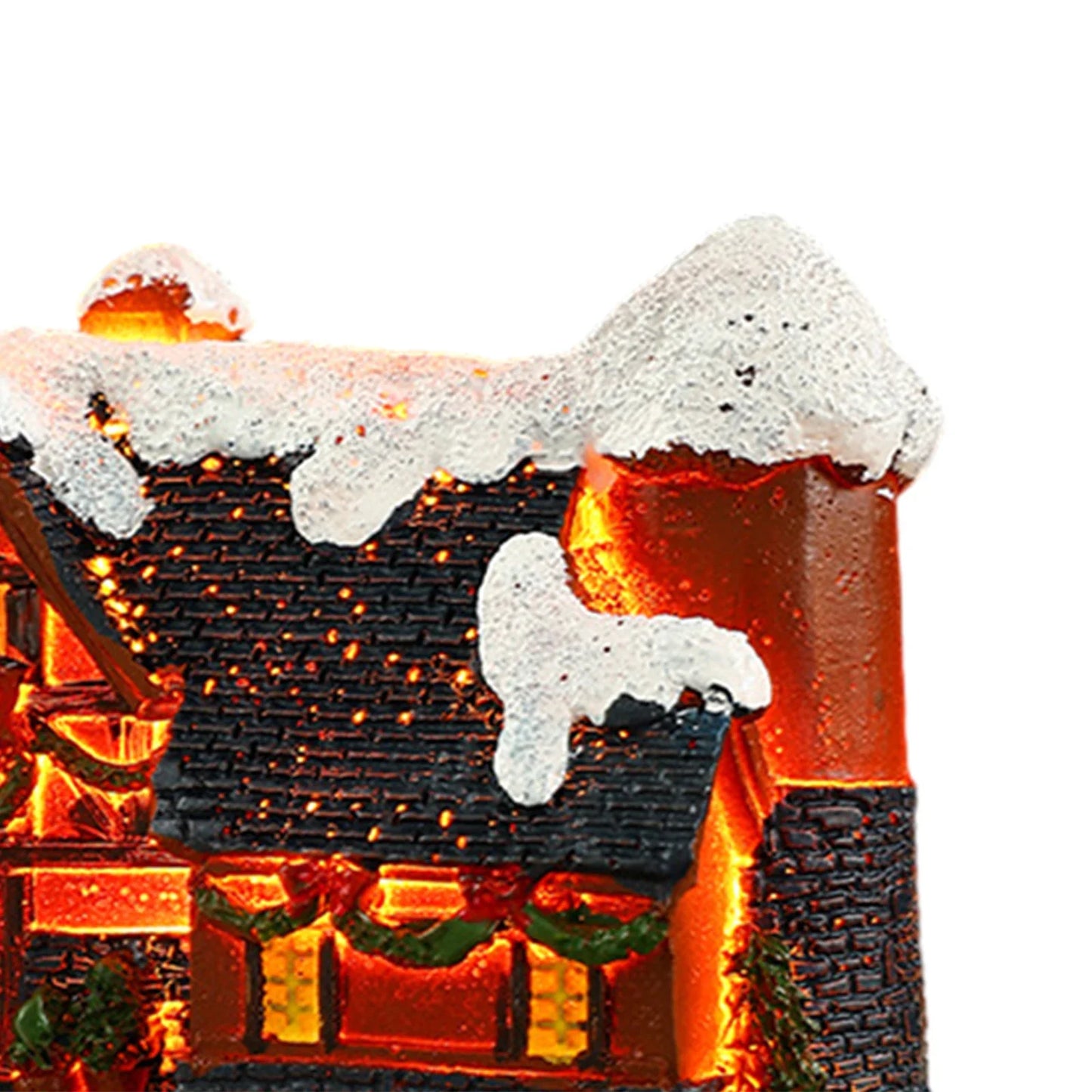 Christmas Village Scene for Home Desktop Ornaments Resin House Snowy Winter Town with LED Light Figurines for Christmas