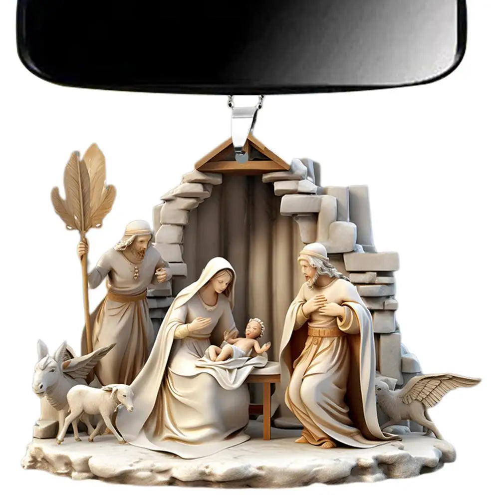 Christmas Nativity Scene Ornaments The Birth Of Jesus Decor Nativity Scene Acrylic 3D Decoration For Christmas Tree car Decor