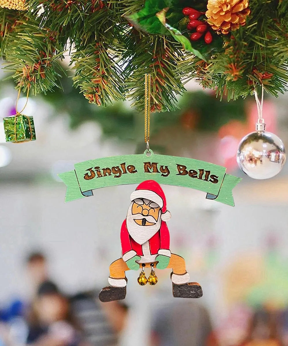 Jingle My Bells Funny Christmas Tree Hanging Ornament Santa Butt Bell Ornament Creative Christmas Crafts Hanging Pendant Decor