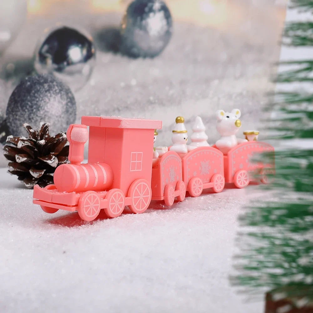 Merry Christmas Train Plastic Ornaments Christmas Cake Decoration for Home 2023 Xmas Kids Gift Navidad Party Happy New Year 2024