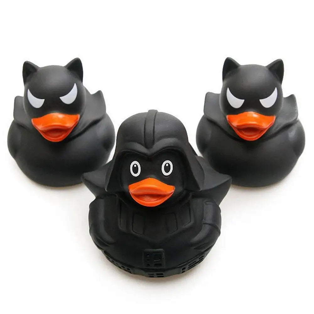 Black Rubber Duck Funny Mini Ducks Kids Bath Toys Halloween Ducks Bath Tub Pool Toys for Birthday Showers Supplies