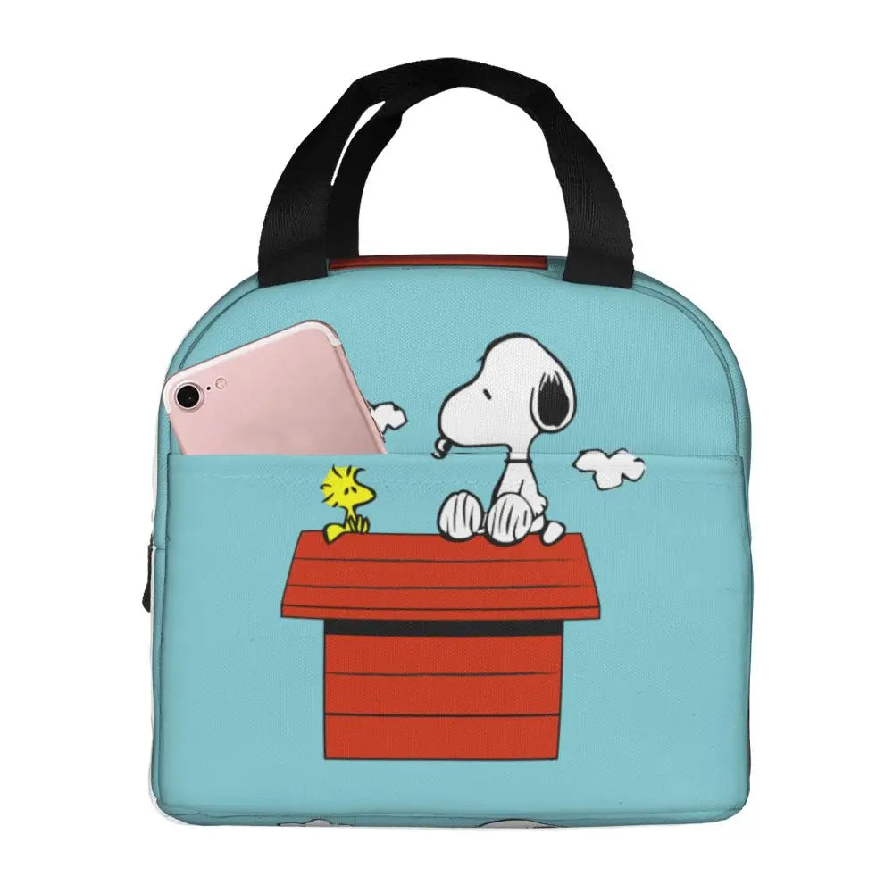 Custom Funny Cartoon Snoopy Lunch Box Waterproof Thermal Cooler Food Insulated Lunch Bag Kids For Kids Portable Picnic Tote Bags