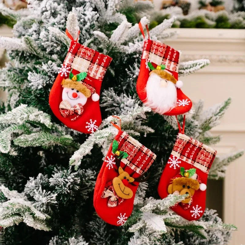 2pcs 2023 New Christmas Decoration Socks Cartoon Santa Claus Fawn Snowmen Socks Christmas Tree Hanging Ornaments Home Decoration