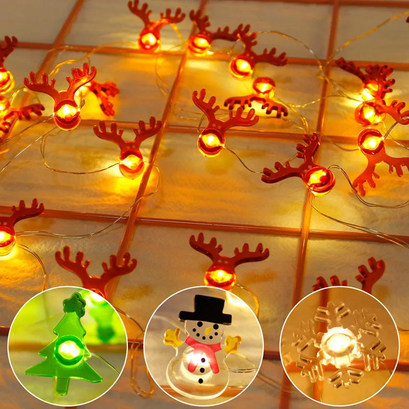 Christmas Santa Claus String Light Garland Xmas Tree Pendant Merry Christmas Decor for Home Noel Navidad Gift 2024 New Year 2025