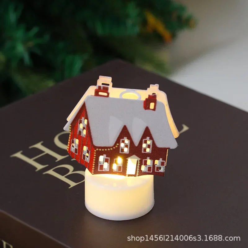 Christmas LED Light Snowman Santa House Luminous Cabin Merry Christmas Decor for Home Xmas Tree Ornaments Kids Gifts New Year