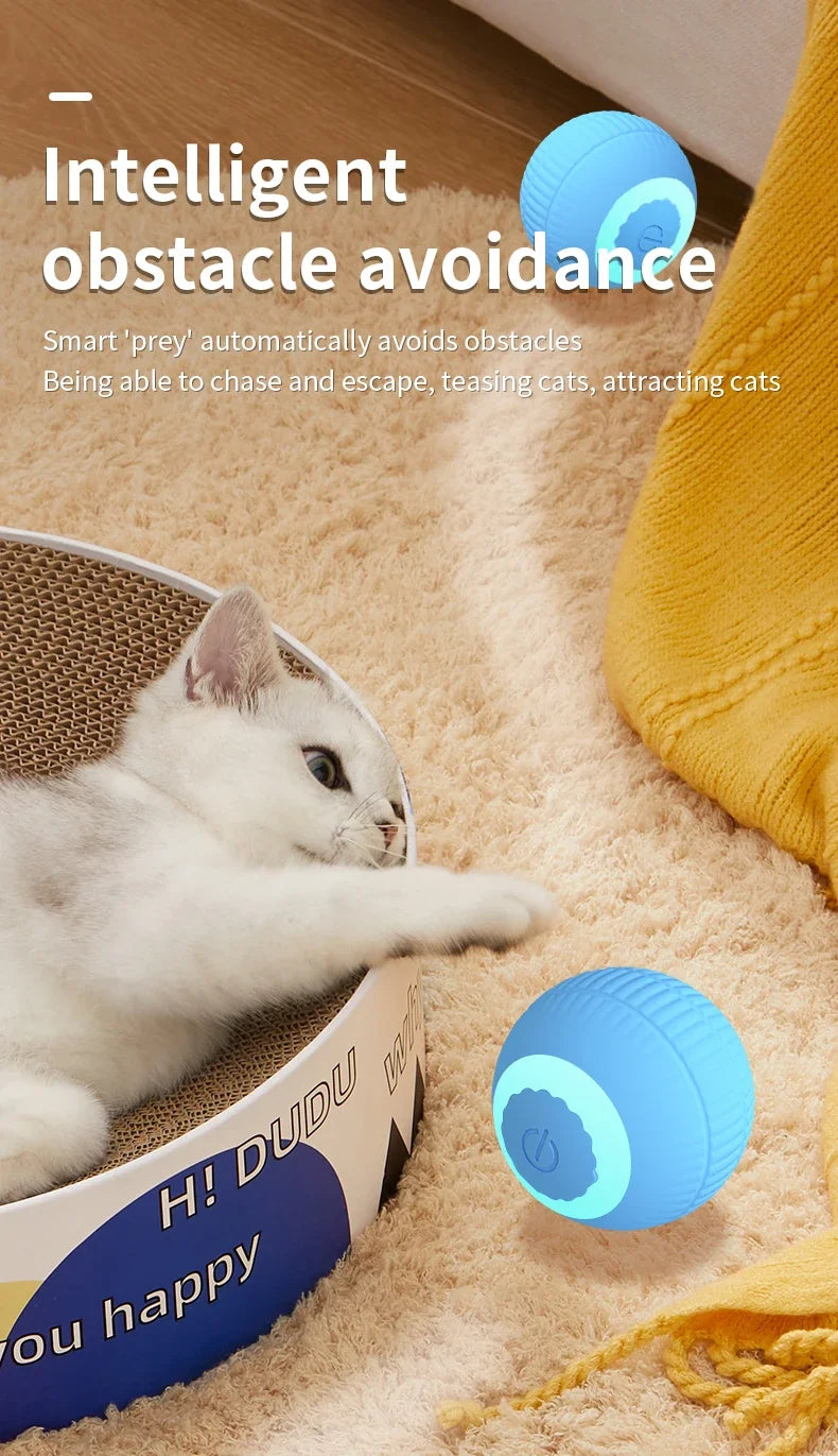 Smart Cat Toys Automatic Rolling Ball Fake Tail Rechargeable Electric Pet Interactive Toy Dog Cat Training Imitate Mouse Tail