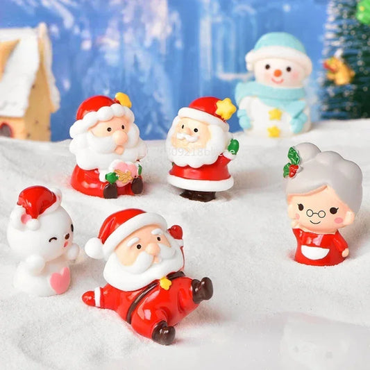 Christmas Decoration Santa Claus Snowman Figurine Fairy Christmas Miniatures Figurines Christmas Gifts DIY Home Decoration