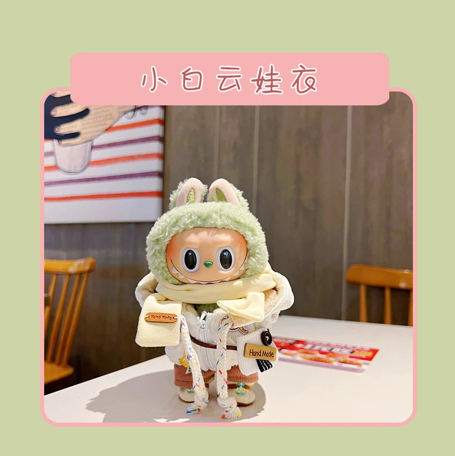 Hot Labubu Doll Clothes Fashion Clothes Hoodies For 17cm Doll Clothes Color Match Hoodies Dolls Accessories Cute Little Cloths