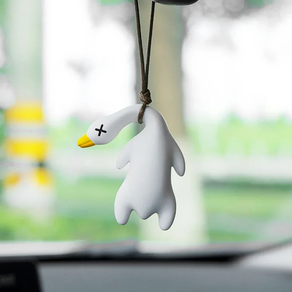 Funny Swing Goose Roasted White Roast Duck Car Pendant Swing Duck Car Hanging Ornament for Car Products Interior Accessories