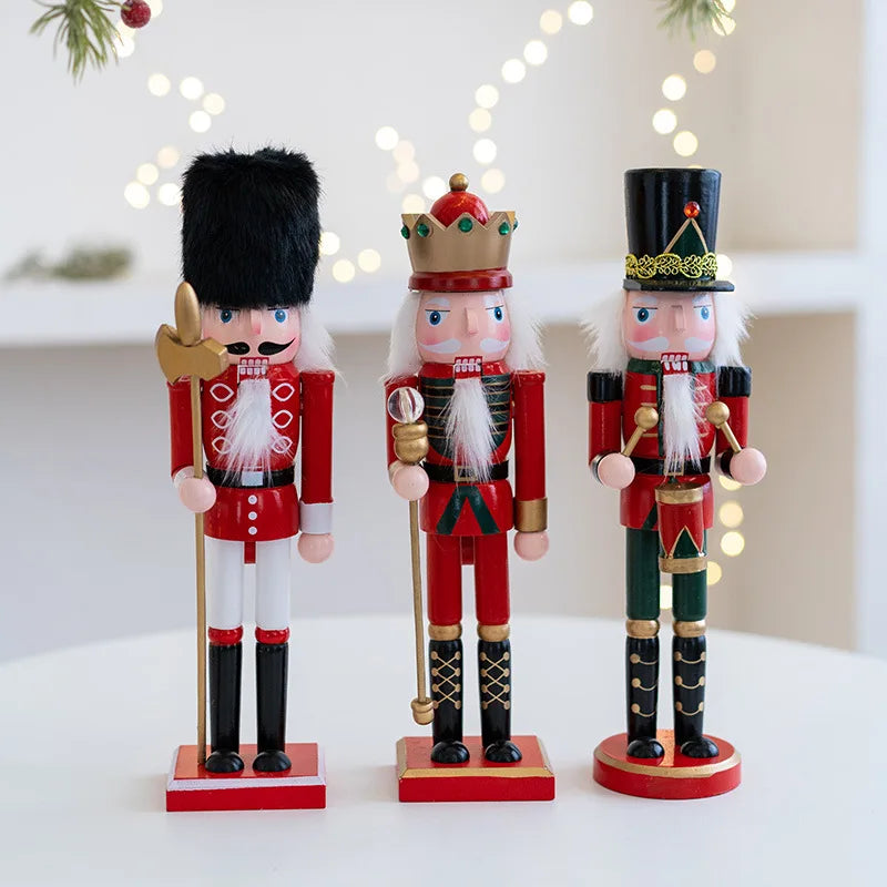 30CM Wooden Nutcracker Ornament Soldier Figure Christmas Tree Pendant Office Table Xmas Decor Statues Gifts For Friends Kid