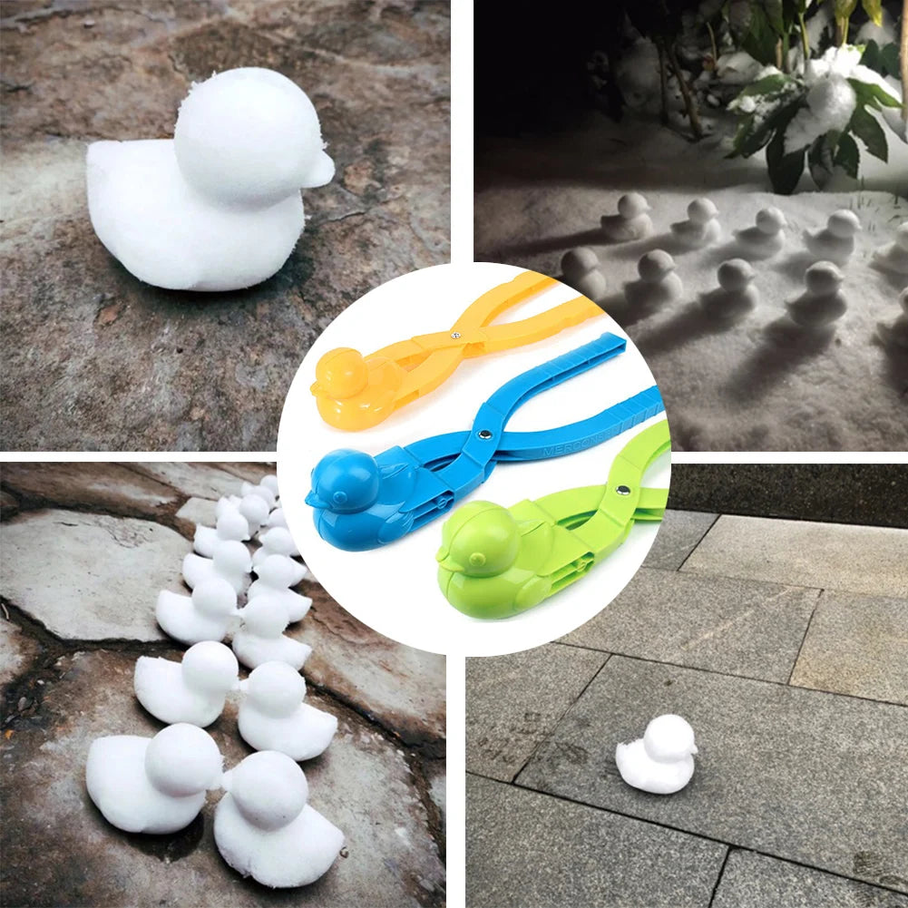 Cute Duck Shaped Snowball Maker Clip Children Outdoor Plastic Winter Snow Sand Mold Tool for Snowball Fight Outdoor Fun Sports