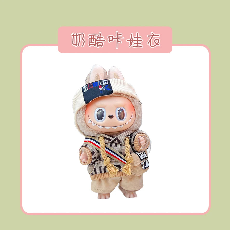 Hot Labubu Doll Clothes Fashion Clothes Hoodies For 17cm Doll Clothes Color Match Hoodies Dolls Accessories Cute Little Cloths