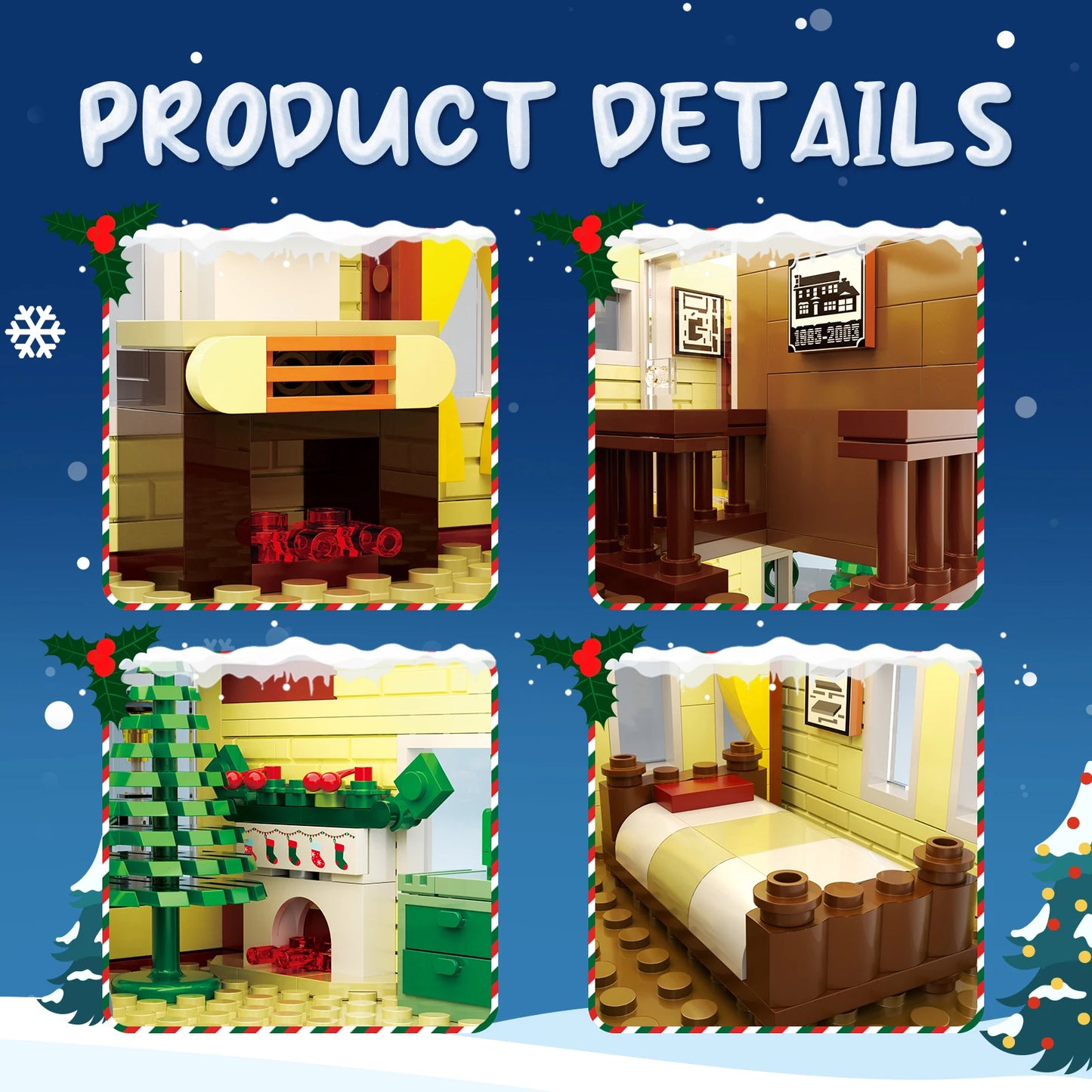 MOC Christmas Winter Village Cafeby Building Holiday Cottage Streets Cape Reindeer Santa Claus Blocks Kids Friend Toys