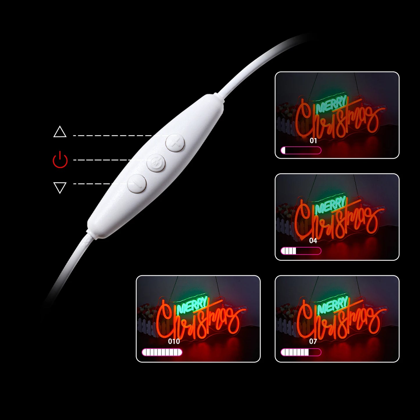 Merry Christmas Neon Sign Red Green LED Lights With Small Decor Dimmable Room Decoration For Festival Home Party Wall Lamp Signs