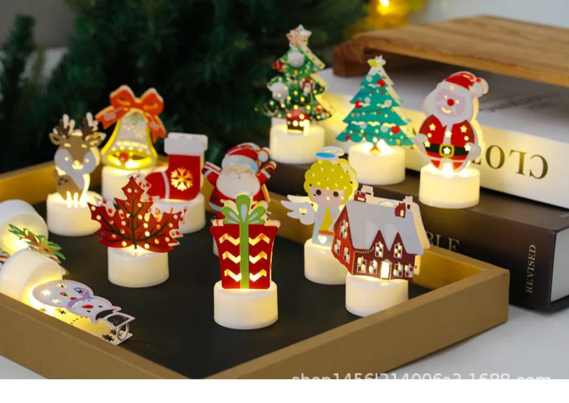 Christmas LED Light Snowman Santa House Luminous Cabin Merry Christmas Decor for Home Xmas Tree Ornaments Kids Gifts New Year