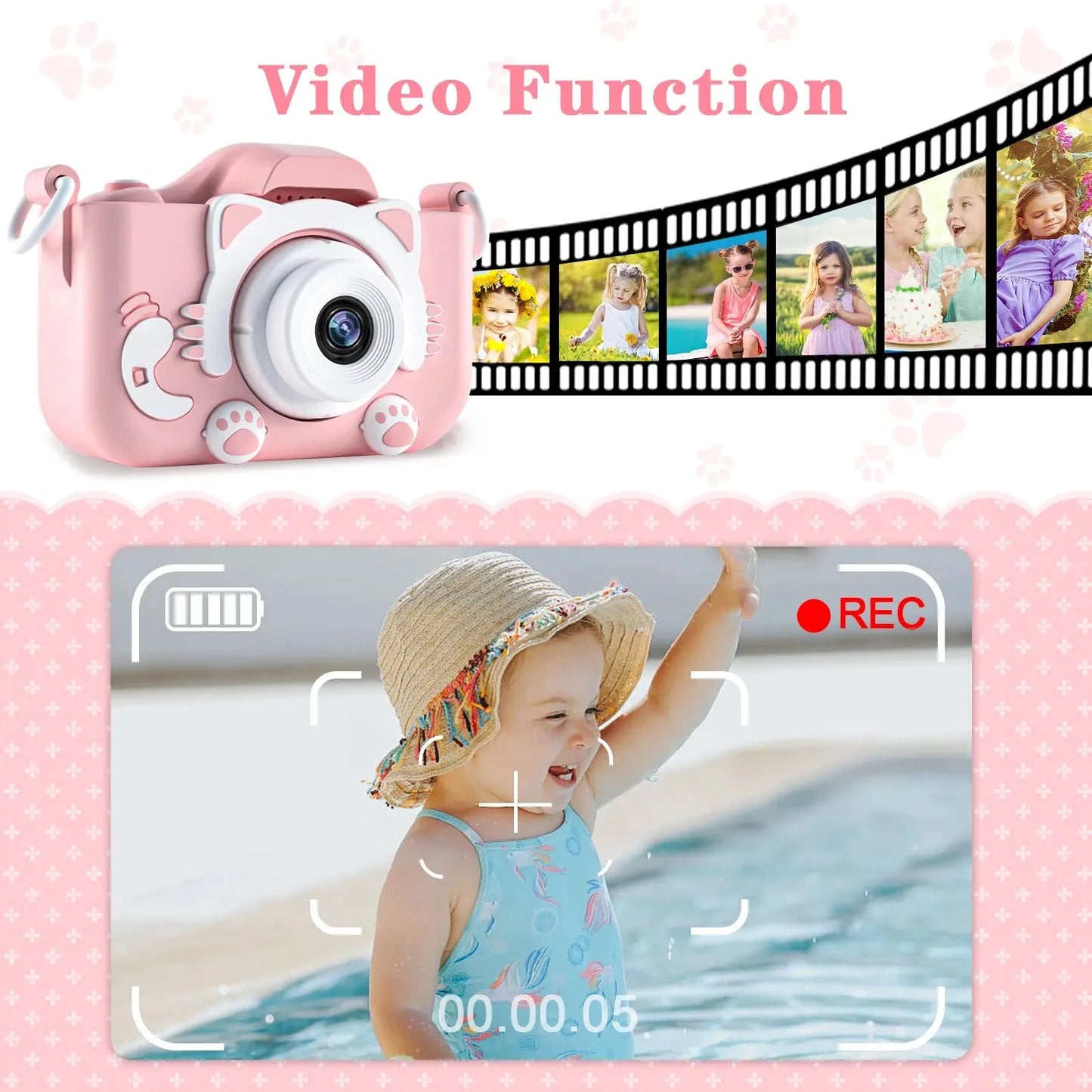 Children Camera 1080P HD Toddler Digital Video Camera 2.0-inch Kids Camera with Silicone Cases Toys for Christmas Birthday Gifts