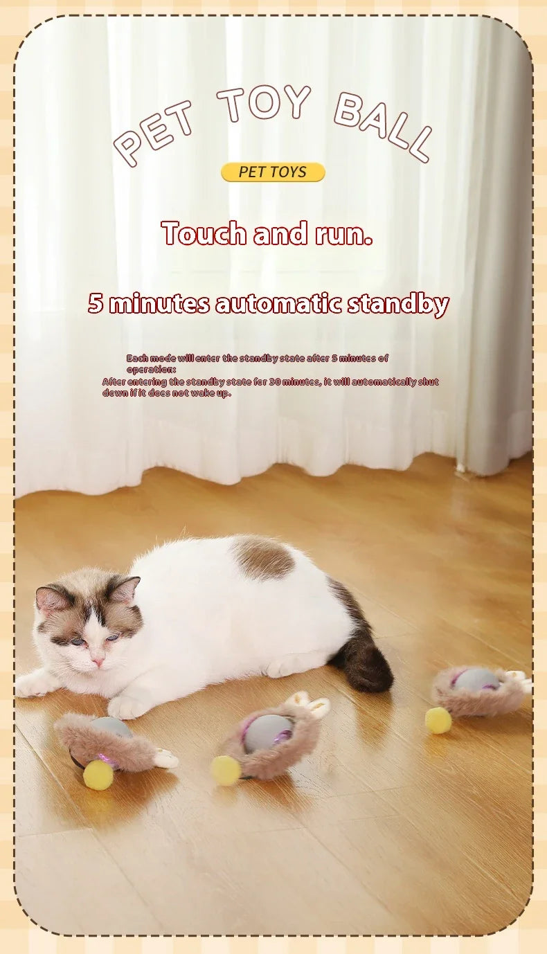 Smart Cat Toys Automatic Rolling Ball Fake Tail Rechargeable Electric Pet Interactive Toy Dog Cat Training Imitate Mouse Tail