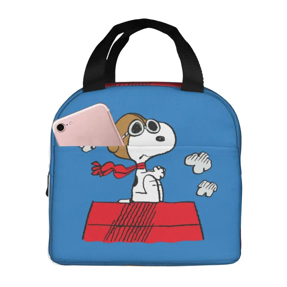 Custom Funny Cartoon Snoopy Lunch Box Waterproof Thermal Cooler Food Insulated Lunch Bag Kids For Kids Portable Picnic Tote Bags