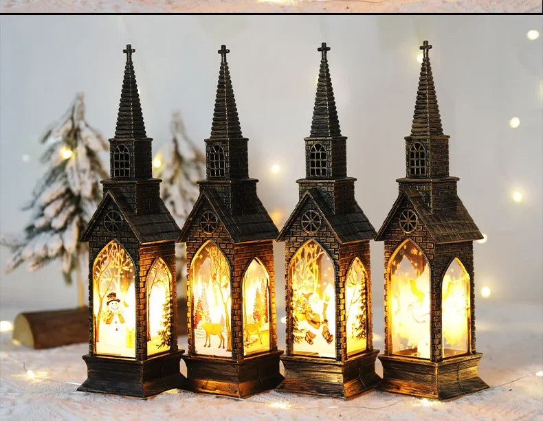 Christmas Light Up Church Decorative Battery Operated Lantern Ornament Light Up Holiday Ornaments Christmas Decorations for Kids