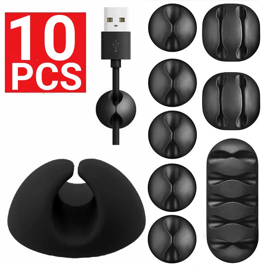 Wholesale Cable Organizer Silicone USB Cable Winder Management Clips for Mouse Keyboard Earphone Headset Wire Holders 1-10pcs