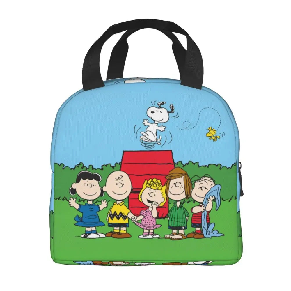 Custom Cute Cartoon Snoopy Insulated Lunch Box for Women Portable Warm Cooler Thermal Lunch Bag Picnic Food Container Tote Bags