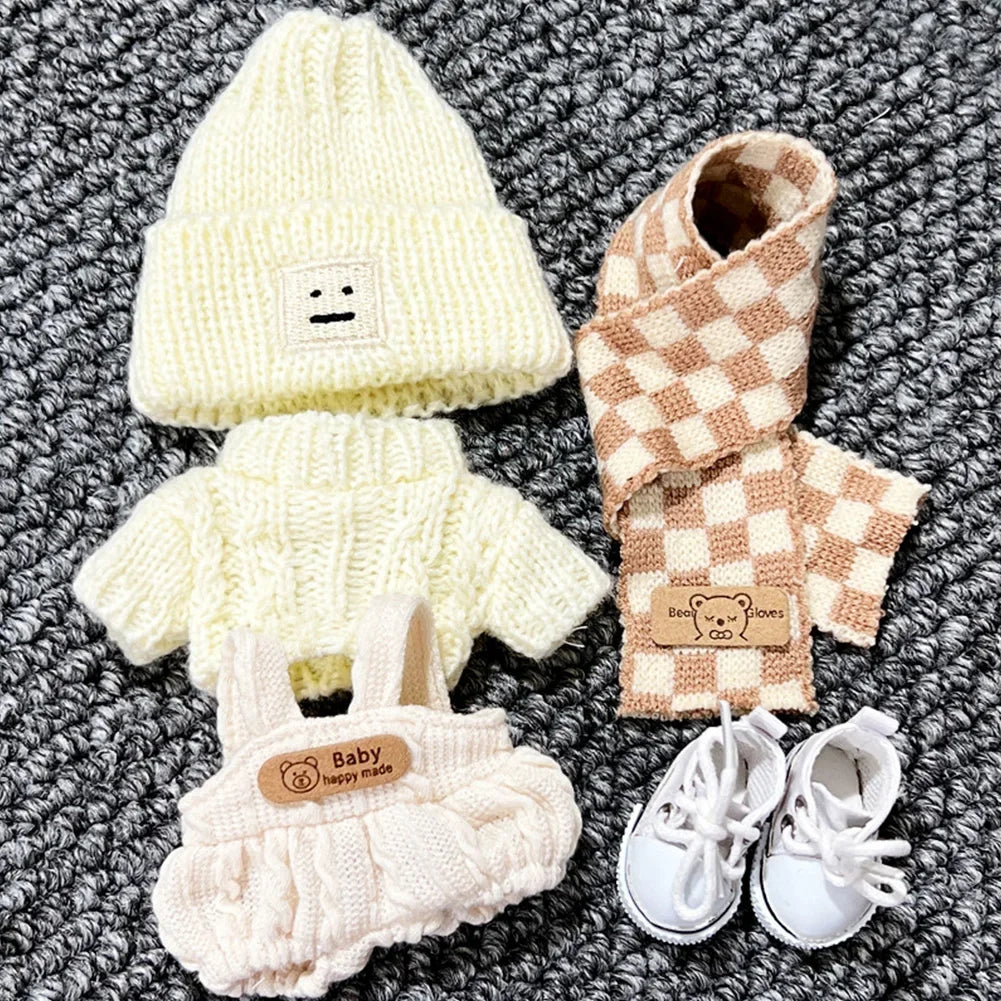 For 17cm Labubu V1 V2 Outfit Doll Clothes Fashion Clothes Hoodies Color Match Hoodies Casual Plaid Overalls Dolls Accessories