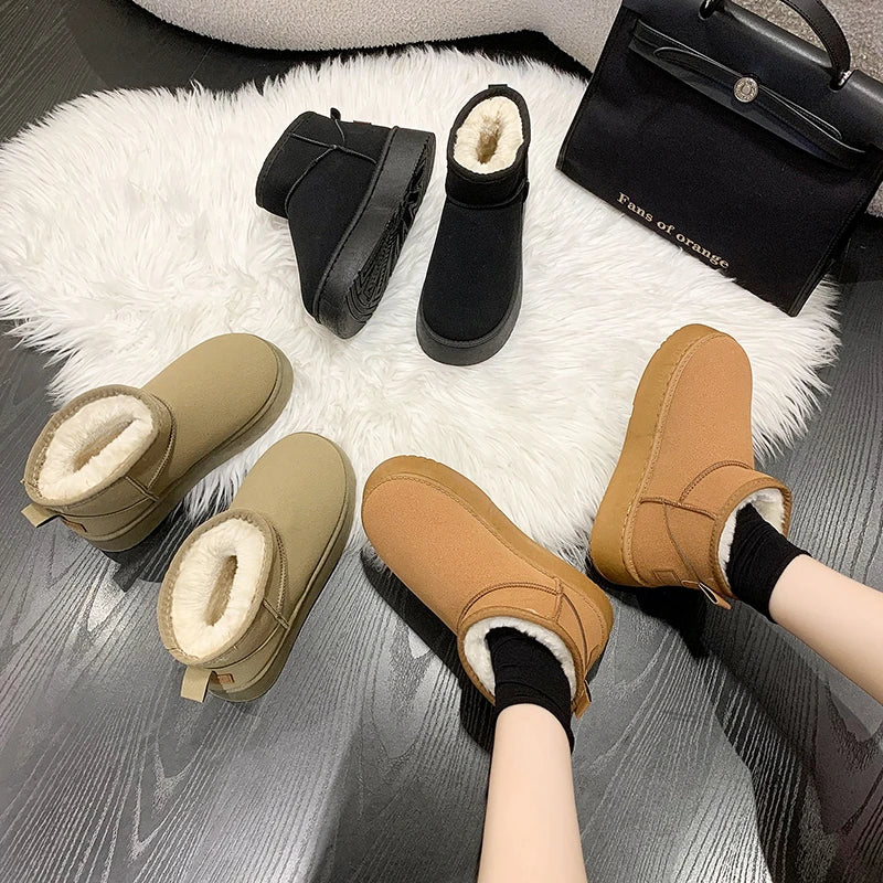 2024 New Classic Thickened Fluff Women's Snow Boots Comfortable Warm Ankle Boots Women Winter Ladies Shoes Chunky Botas Mujer