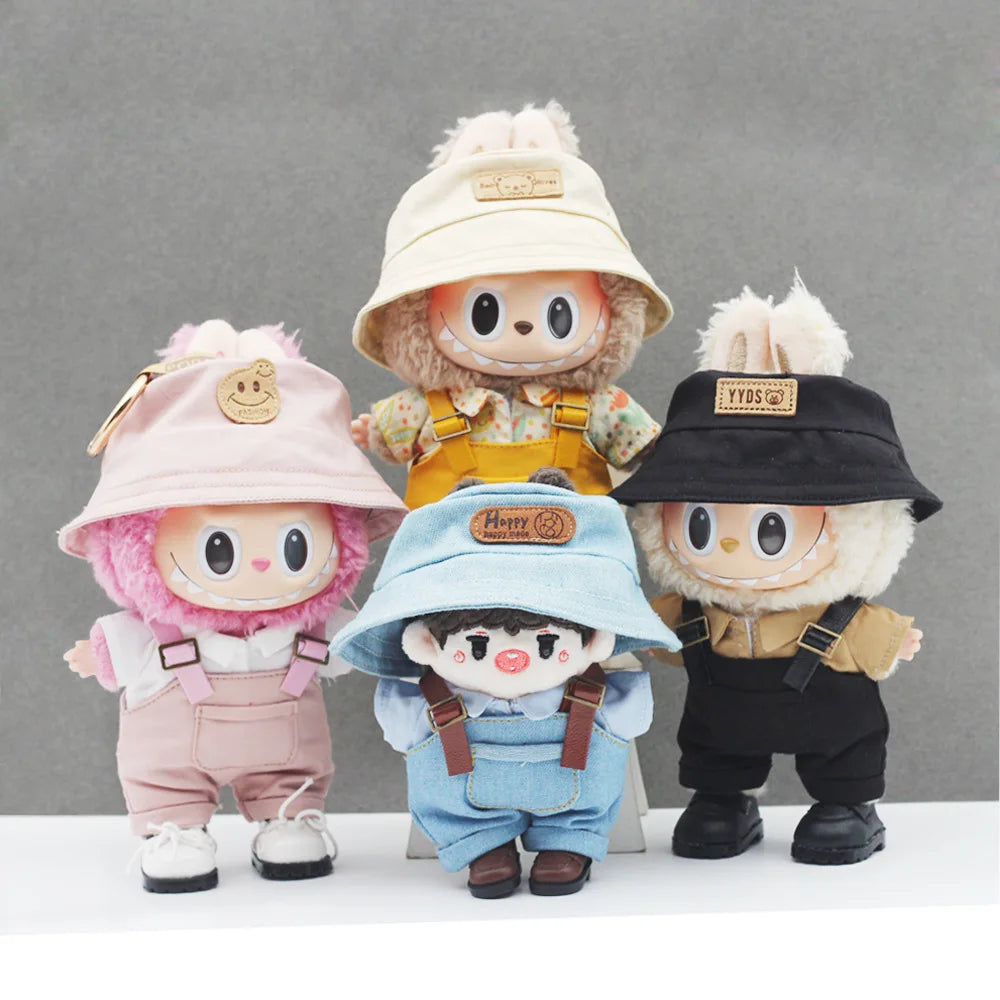 17cm Mini Plush Doll'S Clothes Outfit Accessories For Korea Kpop Exo Labubu Idol Dolls Macaron overalls Clothing Gift