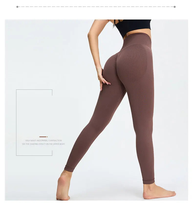 Seamless High Waist Nude Yoga Pants Women's Honey Peach Hip Lifting Tight Fitness Pants Quick Dried Exercise Push Up Yoga Pants