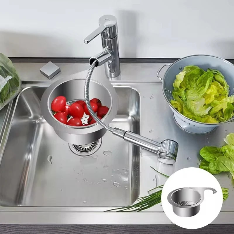 Stainless Steel Swan Sink Strainer Basket Kitchen Sink Garbage Filter Swan Dry And Wet Separation Hook Drain Rack