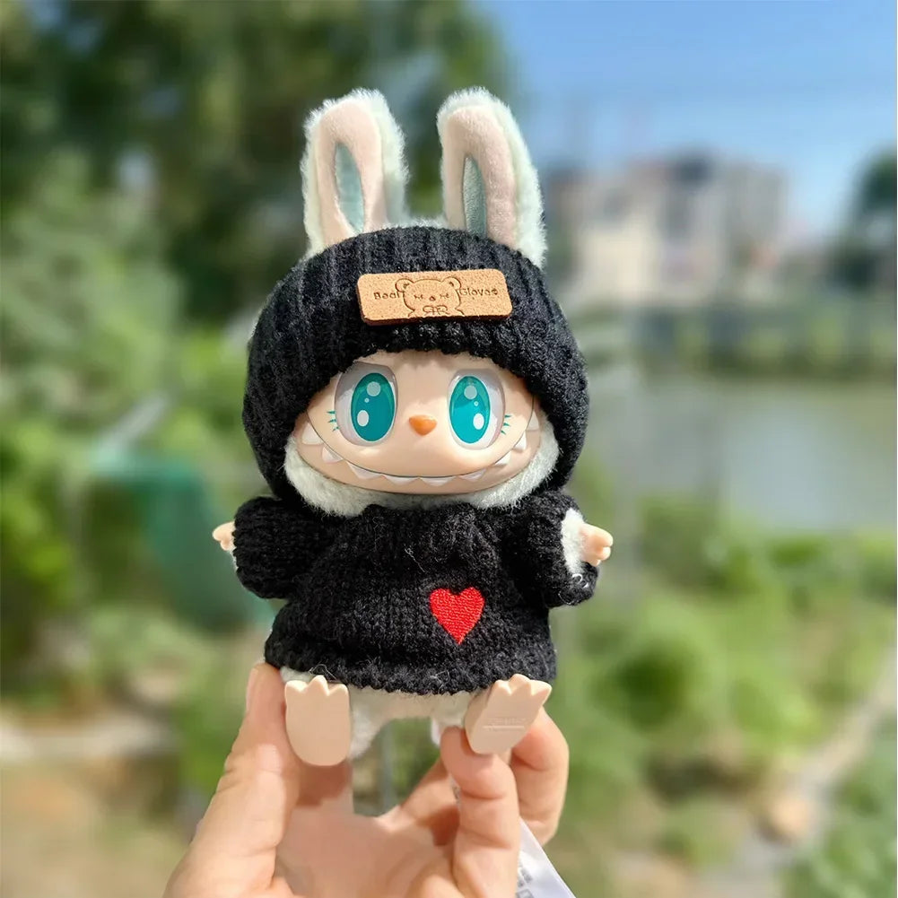 17cm Mini Plush Doll'S Clothes Outfit Accessories for Korea Kpop Exo Labubu Idol Flower Shirt Leather Jacket Skirt Clothing Gift