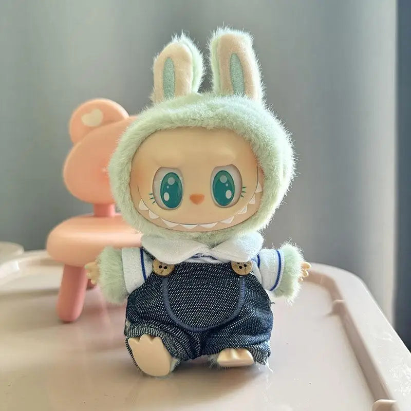 17cm Mini Plush Doll'S Clothes Outfit Accessories For Korea Kpop Exo Labubu I II Idol Dolls Sitting Party overalls Clothing Gift