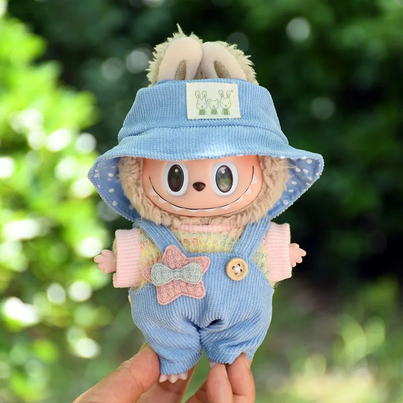 17cm Cute Mini Plush Doll'S Clothes Outfit Accessories For Korea Kpop Exo Labubu Idol Dolls Overalls Hat Clothing DIY Kids Gift