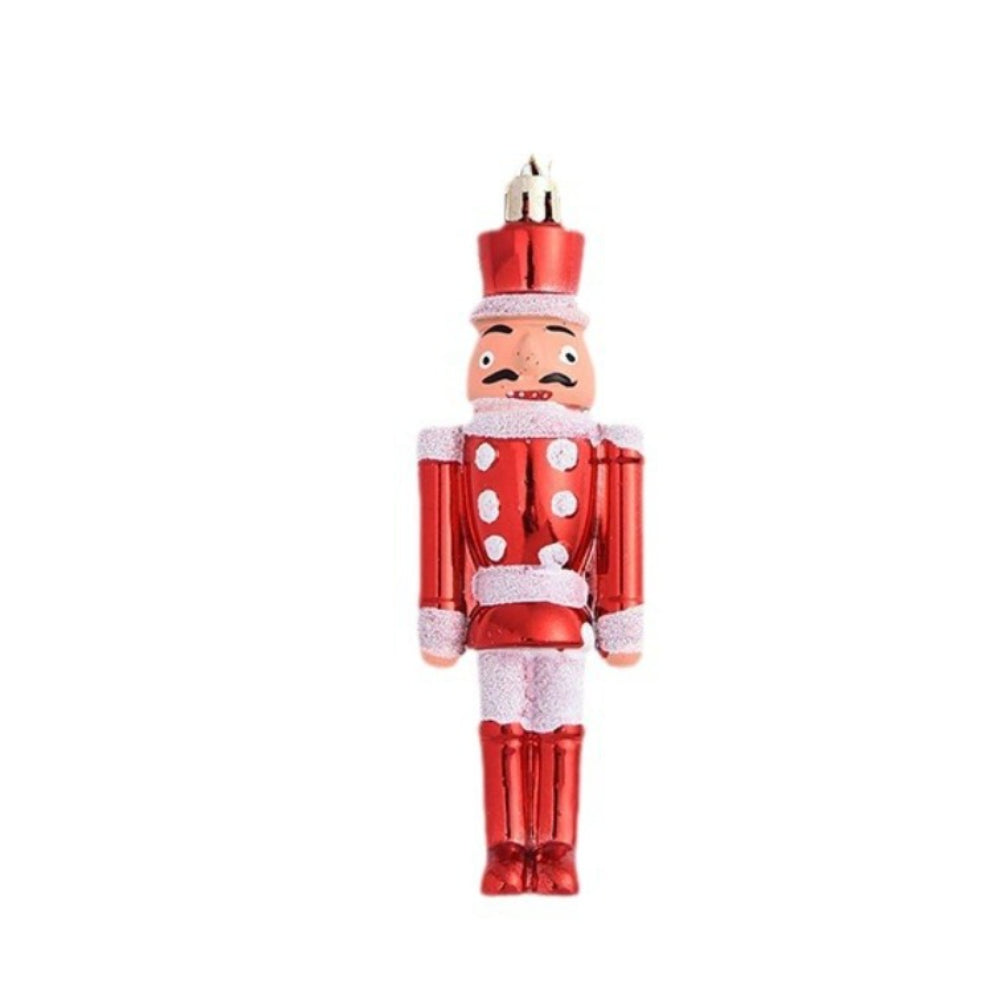 2PCS Christmas Nutcracker Ornaments Christmas Tree Plastic Walnut Figure Pendants Xmas Tree Soldier Puppet Hanging Decoration