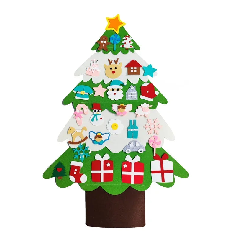 DIY Felt Christmas Tree Christmas Decoration for Home Navidad 2022 New Year Christmas Ornaments Santa Claus Xmas Kids Gifts