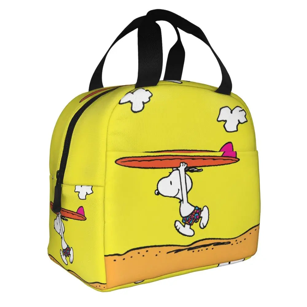 Custom Funny Cartoon Snoopy Lunch Box Waterproof Thermal Cooler Food Insulated Lunch Bag Kids For Kids Portable Picnic Tote Bags