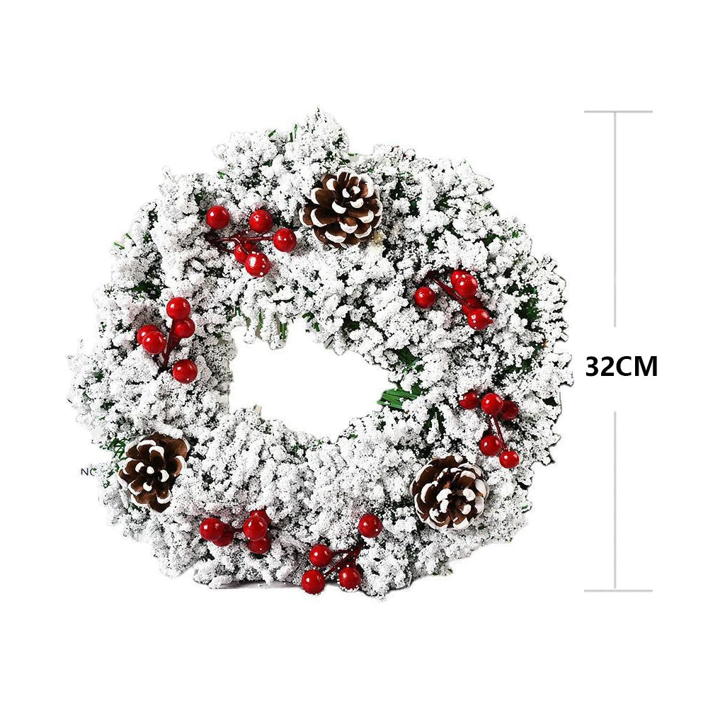 Christmas Wreath Artificial Pinecone Red Berry Garland Hanging Ornaments Front Door Wall Decorations Merry Christmas Tree Wreath