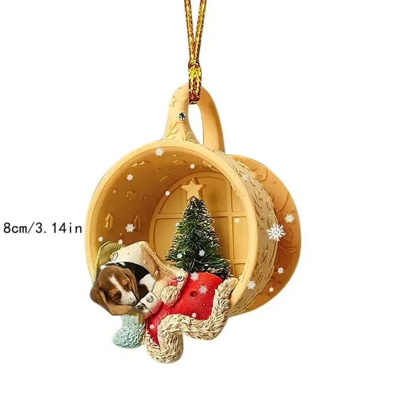 Cute Puppy Acrylic Christmas Pendant, Christmas Tree Ornaments Christmas Decorations for Home 2024 Gifts New Year Room Decor