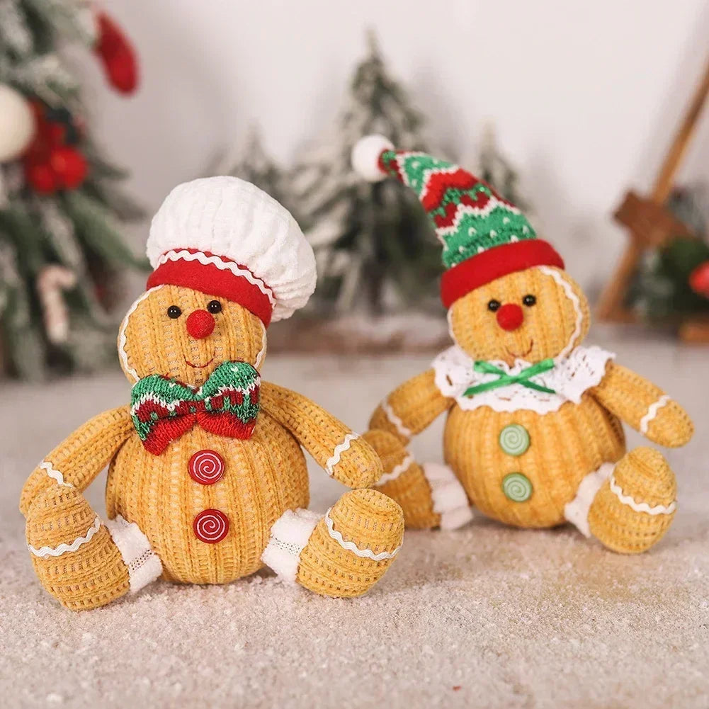 1PC Gingerbread Doll Plush Christmas Tree Pendant For Gingerbread Man Xmas Tree Hanging Ornament Indoor Pendant Decoration