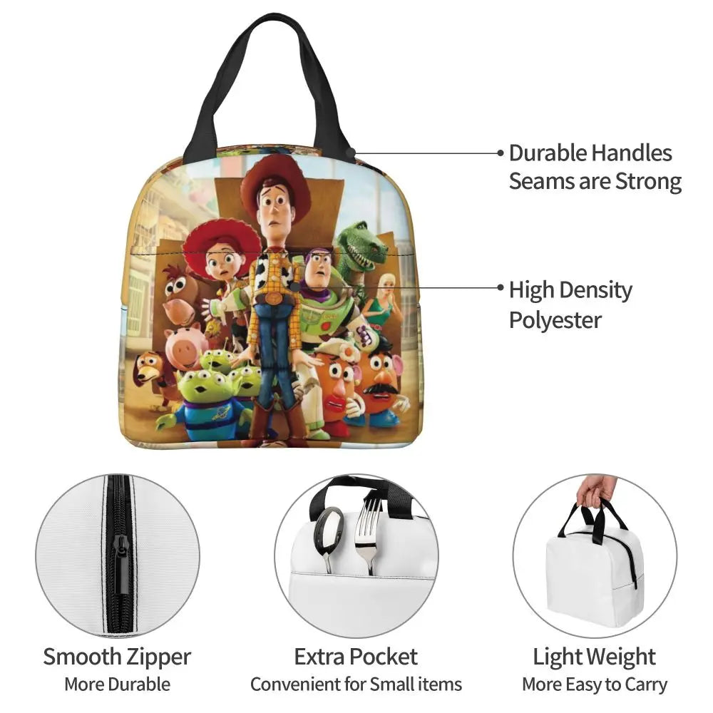 Custom Toy Story Buzz Ranger Suit Insulated Lunch Bag Reusable Thermal Cooler Bento Box For Women Food Container Tote Bags