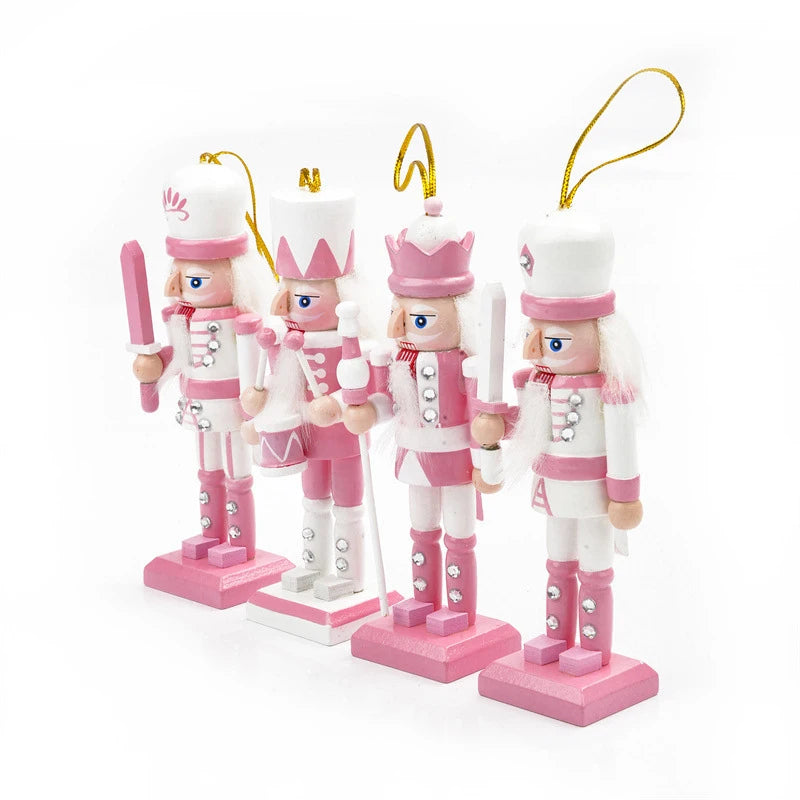 12cm Nutcracker Miniatures Pink Series Nutcracker Puppet Ornaments Desktop Decoration Cartoons Walnuts Soldiers Band Dolls