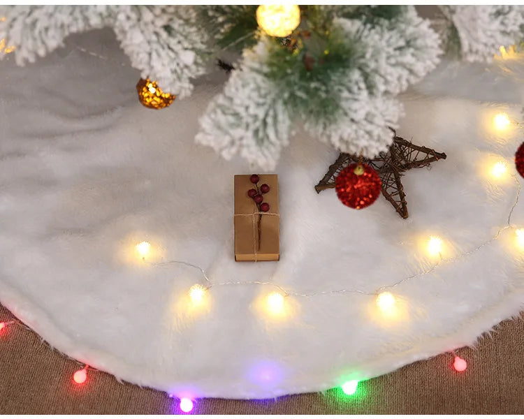 Christmas Christmas tree skirt base decoration pure white plush carpet sub-tree apron under tree decorative cushion